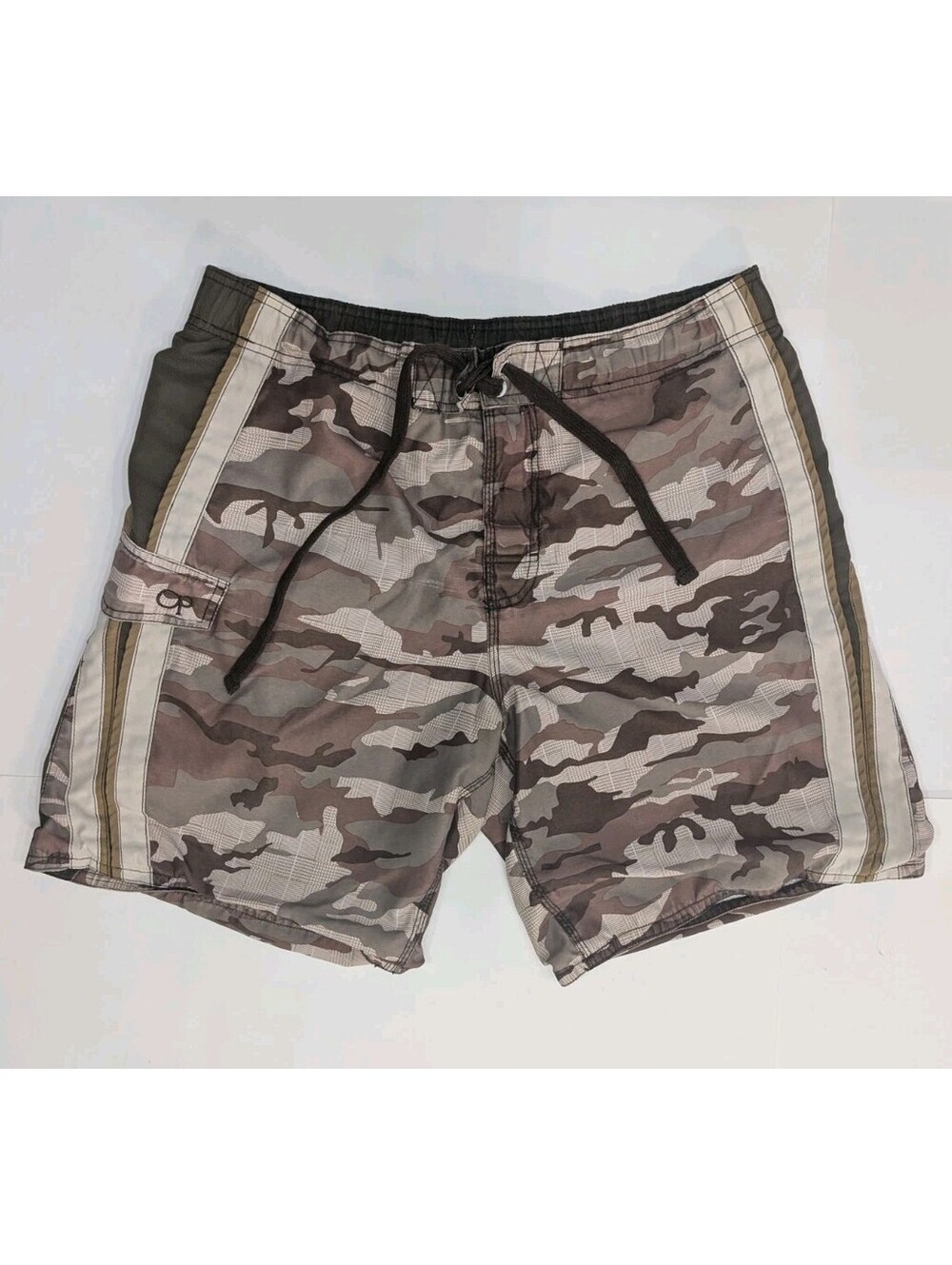 VTG 90s Ocean Pacific OP Board Shorts Swim Trunks Mens L 36-38 Camo Plaid Beach